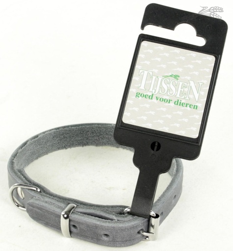 [L54468] Collar Greased Leather Grey (12 mm / 35 cm)