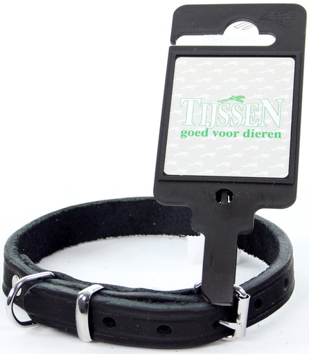 [L54419] Collar Greased Leather Black (12 mm / 35 cm)